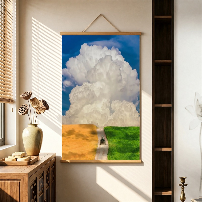 Farming Japan - Wall Decor Solitary Clouds above Golden