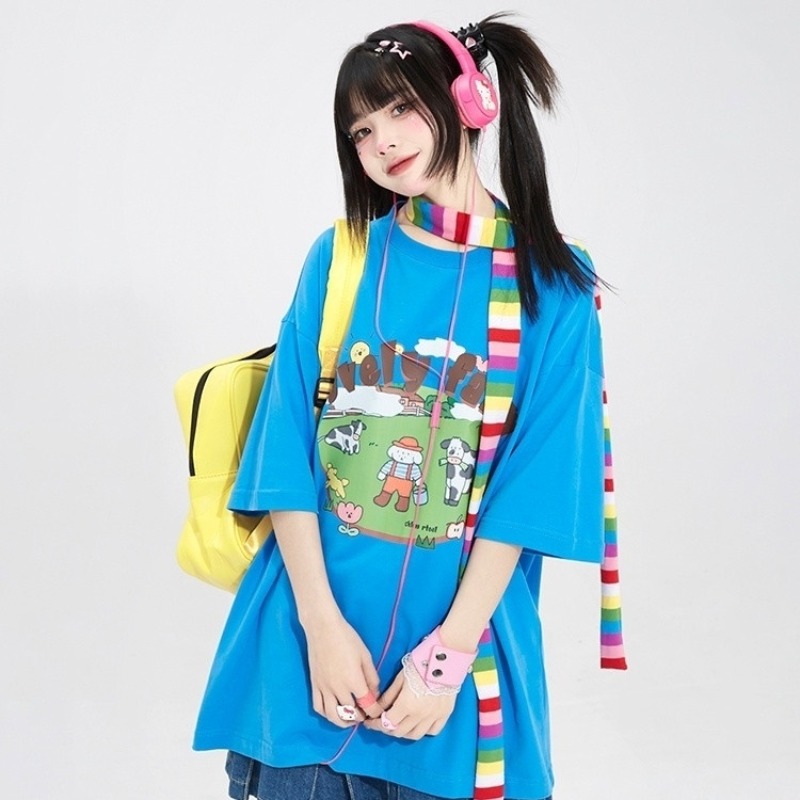 Y2K Aesthetic Oversized T-Shir - Farming Japan recension och pris